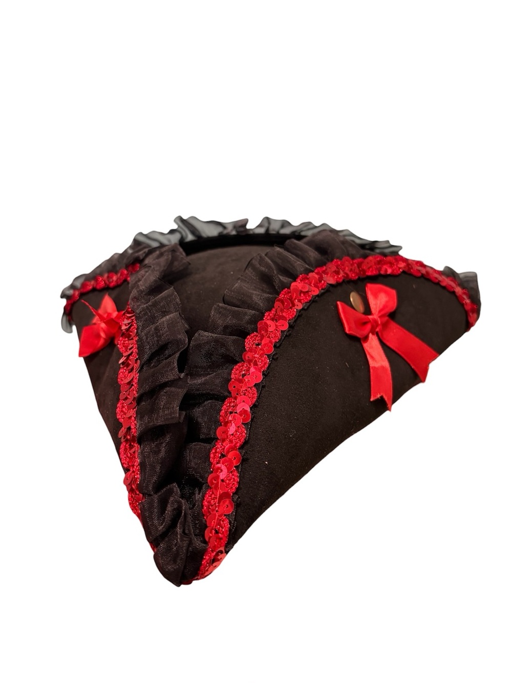 Women’s black red bow Halloween lace pirate hat